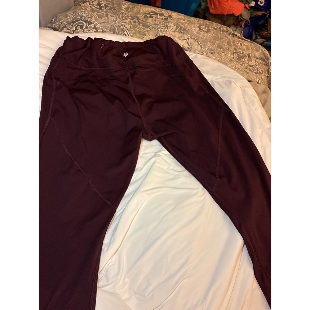 Athleta Womens High Rise Athletic Leggings Burgundy Plum Activewear Pants XL‎